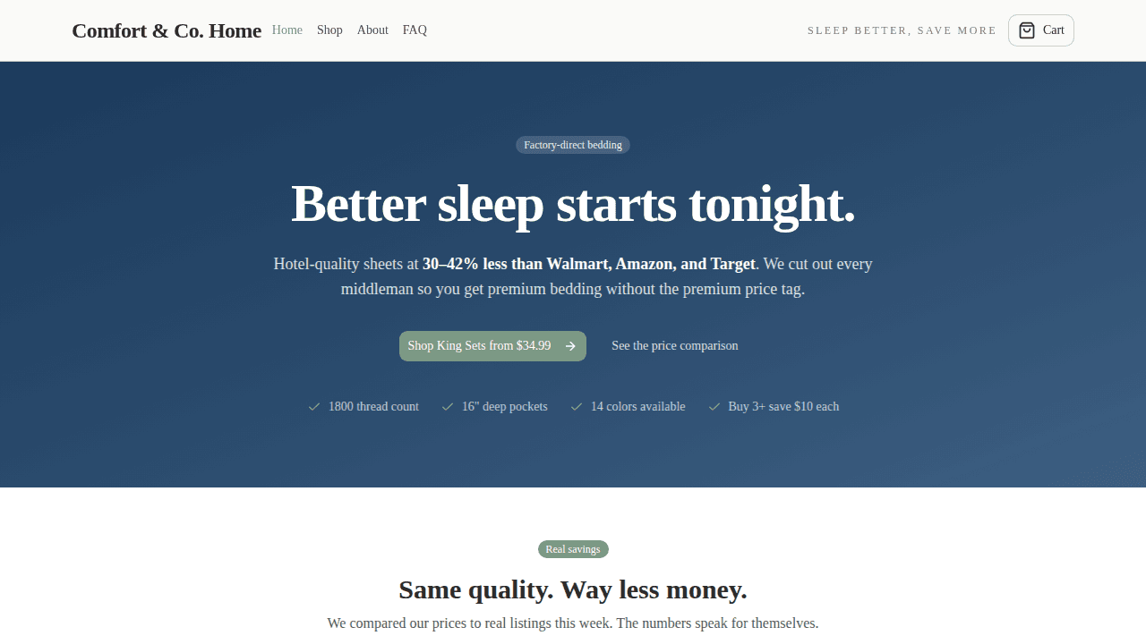 Comfort & Co. Home project screenshot
