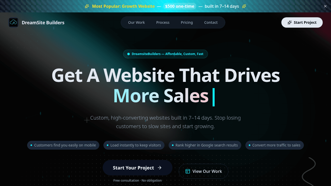 DreamSiteBuilders project screenshot