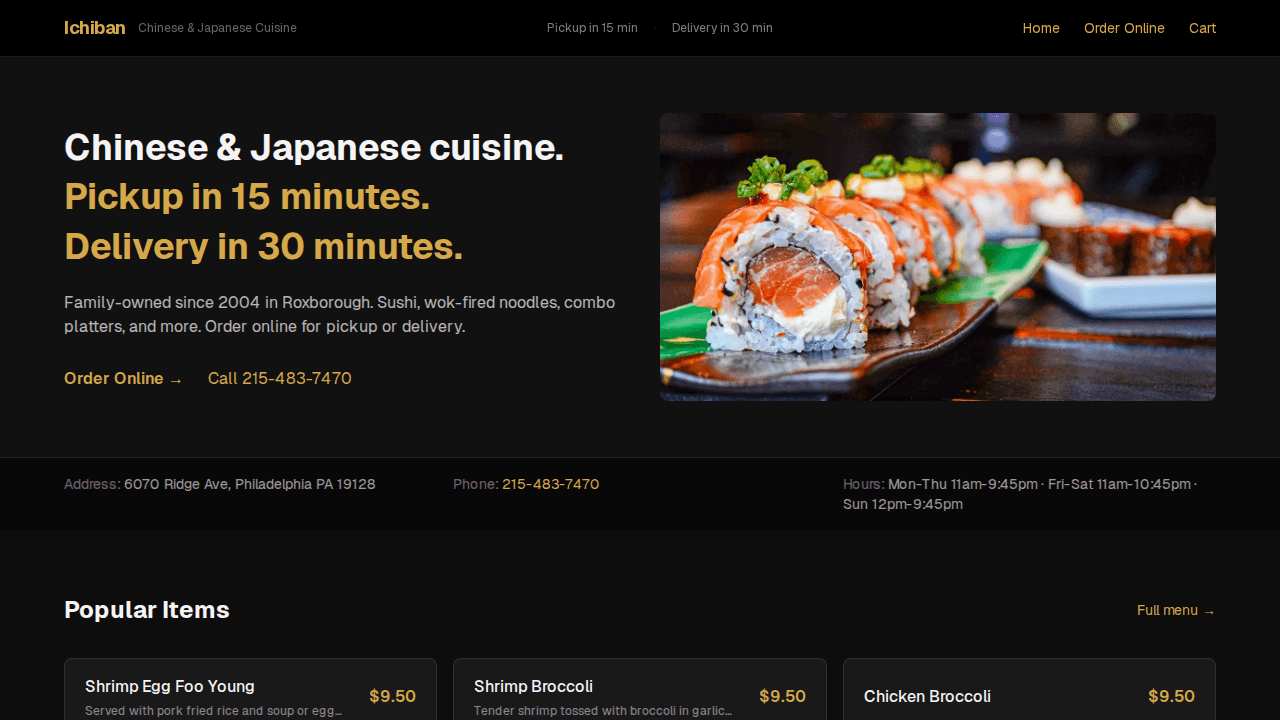Ichiban Restaurant project screenshot